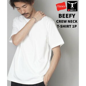 �W�[���Y���C�g JEANS MATE �yHANES�zBEEFY �r�[�t�B�[ T�V���c 1P H5180 �w�r�[�E�F�C�g �^�t�Ō^���ꂵ�ɂ��� �i�z���C�g�j�w�C���Y ���j�Z�b�N�X ���n ���� �N���[�l�b�N