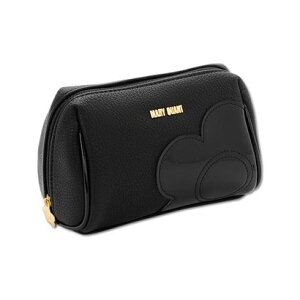 マリークワント MARY QUANT シュリンクデイジーパッチ オーバルポーチ (ブラック)