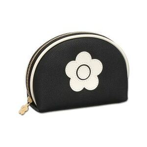 マリークワント MARY QUANT エナメルアイコンデイジーパッチ ラウンドポーチ (ブラック)