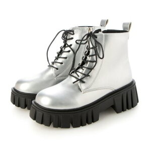 アタガール attagirl 厚底レースアップブーツ (シルバースムース)