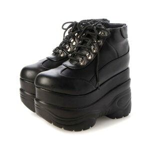 アタガール attagirl 厚底レースアップスニーカー (ブラックスムース)