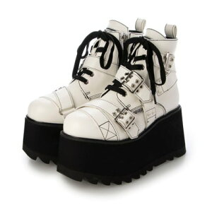 ヨースケ YOSUKE 厚底ショートブーツ (ホワイトブラック)