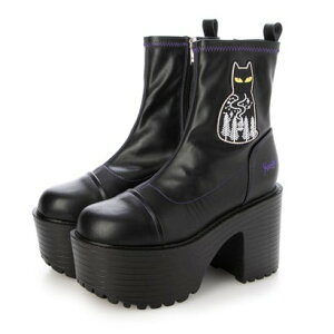 ヨースケ YOSUKE 厚底ショートブーツ (ブラックパープル)