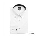 トーキョーシャツ TOKYO SHIRTS 【ディズニー】 ボタンダウン 長袖 形態安定ニットシャツ ストライプドビー （ホワイト）