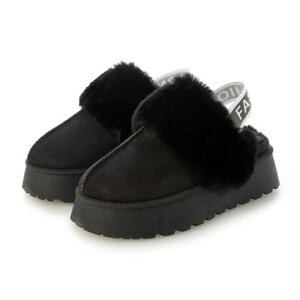 アタガール attagirl 厚底ムートンサンダル (ブラックスエード)