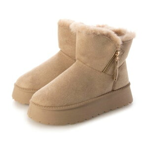 アタガール attagirl 厚底サイドジッパームートンブーツ (ベージュスエード)