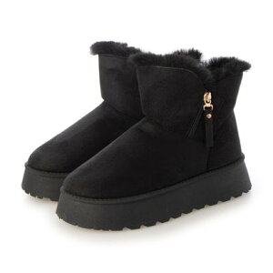 アタガール attagirl 厚底サイドジッパームートンブーツ (ブラックスエード)