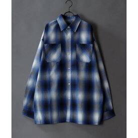シトリー SITRY SITRY オーバーサイズ オンブレ チェック シャツ （ブルー）