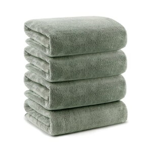 リバランス REBALANCE Mofuwa マイクロファイバー バスタオル 4枚セット タオルセット 110 x 50 ギフト まとめ買い (セージグリーン)
