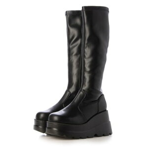アタガール attagirl 厚底ウェッジロングブーツ (ブラックスムース)