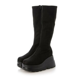 アタガール attagirl 厚底ウェッジロングブーツ (ブラックスエード)
