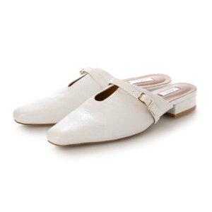 【EVOL/イーボル】【柔らかい・クッション入り】Uカットスクエアフラットパンプス IY5723 (ホワイト)