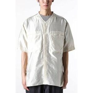 `[tGGtW[ MotivMfg No Collar Short Sleeve Shirt iCreamj