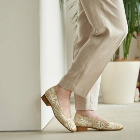 撥水ニットヒールバレエ （ベージュパターン）