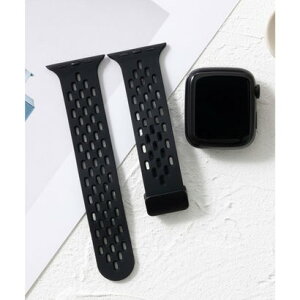 �G���j�[�N emonique �V���R���� �ʋC���ǂ����b�V�� Apple Watch Band �X�}�[�g�E�H�b�`�o���h�y38/40/41/42/44/45/49mm�Ή��z �i�u���b�N�j