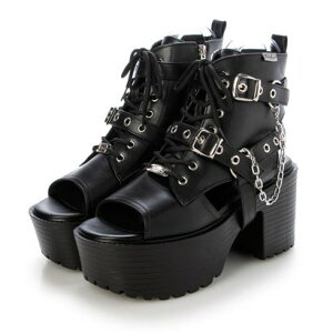 ヨースケ YOSUKE 厚底ブーツサンダル (ブラック)