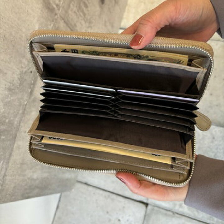 楽天市場】モーヴ mauve 【本革】型押しウォレット長財布 （グレージュ 
