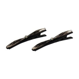 ビビ BIBI リボンモチーフ クリップ 2P (横型クリップ) （グレー系／ブラック）