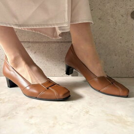 ブランブルー blanc/bleu 【日本製】【本革】【軽量】【3E幅】ふかふかクッションインソール メッシュデザインパンプス （キャメル）