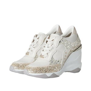 プラスダイアナ +diana 美脚ヒールアップスニーカー (アイボリー人工スムース)