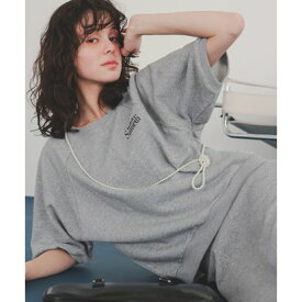 ティティベイト titivate 刺繍入りハーフスリーブスウェットプルオーバー （杢グレー/ビー）