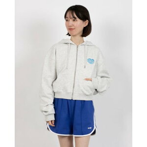 �m���f�B NERDY W'S SOUFFLE CROPPED HOODIE ZIP-UP �iMELANGE WHITE�j�@�\�t���N���b�v�h�t�[�f�B�[�W�b�v�A�b�v�i�������W�z���C�g�j