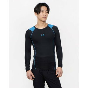 アンダーアーマー UNDER ARMOUR メンズ フィットネス 長袖コンプレッションインナー UAヒートギアアーマー コンプレッション ノベルティ ロングスリーブ シャツ 6001538 (Black/Black/Ether Blue)