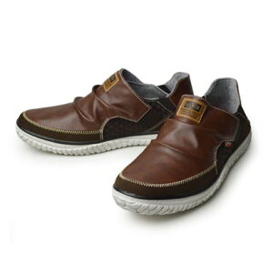 エドウィン EDWIN スリッポン メンズ スニーカー 軽量 2way カジュアルシューズ 防滑 幅広 3E EEE ローカット ドレープ加工 コンフォートシューズ (ブラウン)