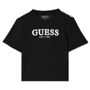 �Q�X GUESS CN Ss Metal Logo Cropped Tee �iJBLK�j