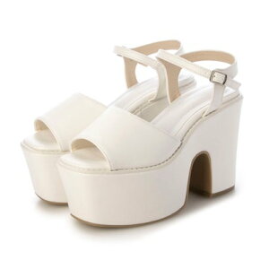 アタガール attagirl 11cmヒール厚底ストラップバルキーサンダル (ホワイトスムース)