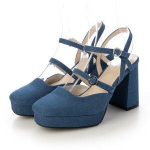 アタガール attagirl 厚底ダブルベルトミュールパンプス (デニム)