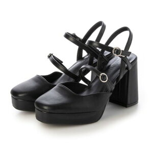 アタガール attagirl 厚底ダブルベルトミュールパンプス (ブラックスムース)