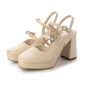 アタガール attagirl 厚底ダブルベルトミュールパンプス (アイボリースムース)