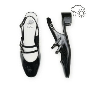 【レイン対応】エマ フランシス Emma Francis ダブルストラップ 3cmミュール (ブラック エナメル)