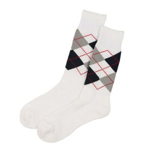 ティゴラ TIGORA メンズ ゴルフ ソックス アーガイル レギュラーソックス IG-1K1303RG (ホワイト)