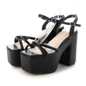 アタガール attagirl 厚底コードストラップサンダル (ブラックスムース)