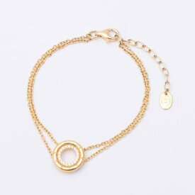 アガタ パリ AGATHA PARIS 19AW、C、45th、Wチェーンブレス、ロゴサークル、CZ （Crystal / gold）