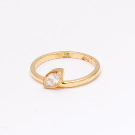 アガタ パリ AGATHA PARIS ディスクレフュイヤージュリング、ナベットCZ&リーフモチーフ、クリスタル／ゴールド （Crystal / gold）