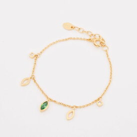 アガタ パリ AGATHA PARIS ディスクレフュイヤージュブレスレット、ナベットCZ&リーブス、グリーン／ゴールド （グリーン／ゴールド）