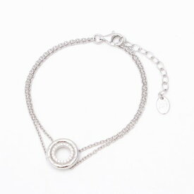 アガタ パリ AGATHA PARIS 19AW、C、45th、Wチェーンブレス、ロゴサークル、CZ （Crystal/silver）