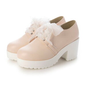 アタガール attagirl 7.5cm ヒール 厚底 ハイヒール レースアップ シューズ (ピングサテンリボン)