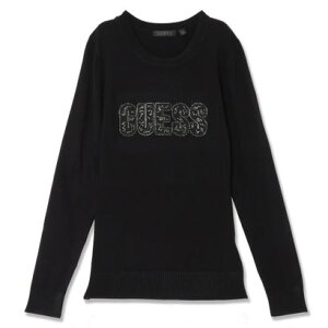 �Q�X GUESS PARIS Logo Rn Ls Sweater �iJBLK�j
