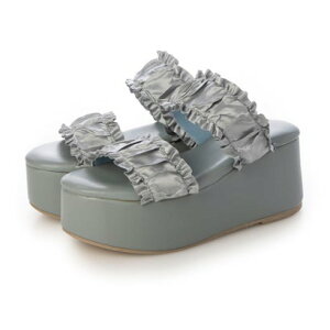 アタガール attagirl 厚底フリルベルトミュールサンダル (ブルー)