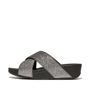 tBbgtbv fitflop fitflop tBbgtbv LULU GLITTERDUST CROSS SLIDES iPewterj
