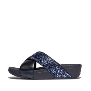 tBbgtbv fitflop fitflop tBbgtbv LULU CRYSTAL-MIX METALLIC CROSS SLIDES iMidnight Navyj