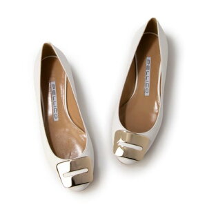 �y���[�R PELLICO GOLD ANELLI FIBBIA �t���b�g �p���v�X �iWHITE�j