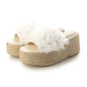 アタガール attagirl 厚底ギャザーデザインミュールサンダル (アイボリー)