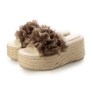 アタガール attagirl 厚底ギャザーデザインミュールサンダル (ブラウン)