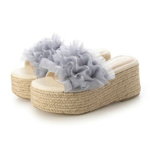 アタガール attagirl 厚底ギャザーデザインミュールサンダル (グレー)