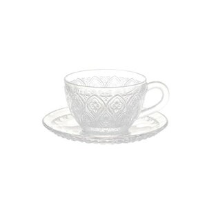 _g DULTON A615-818CL GLASS CUP & SAUCER ''FIORE'' CLEAR yԕisiz (CL)
